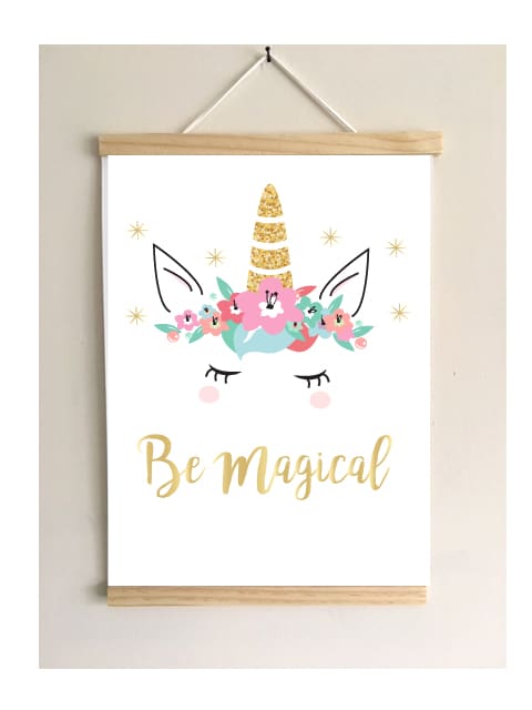 Unicorn poster Be magical met frame