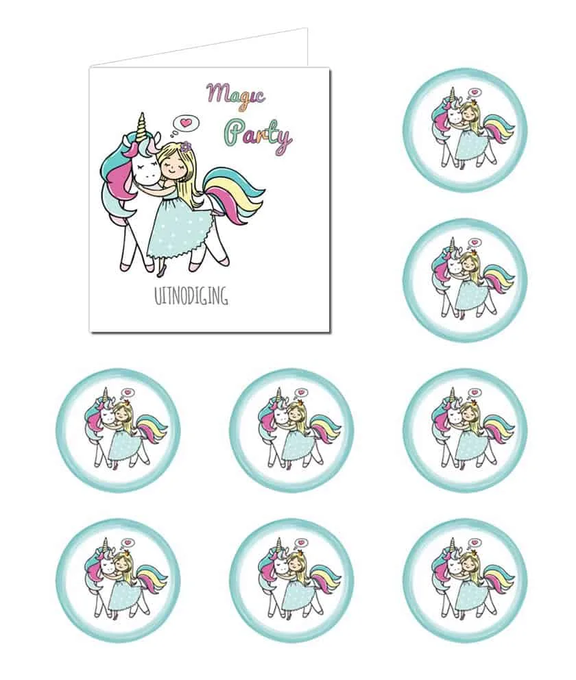 Eenhoorn uitnodigingen en eenhoorn stickers