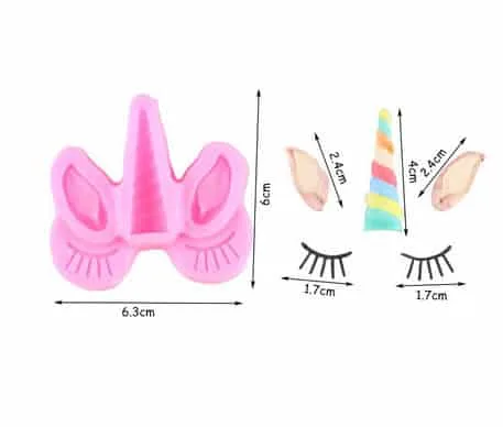 Eenhoorn bakvorm hoorn, oren en ogen