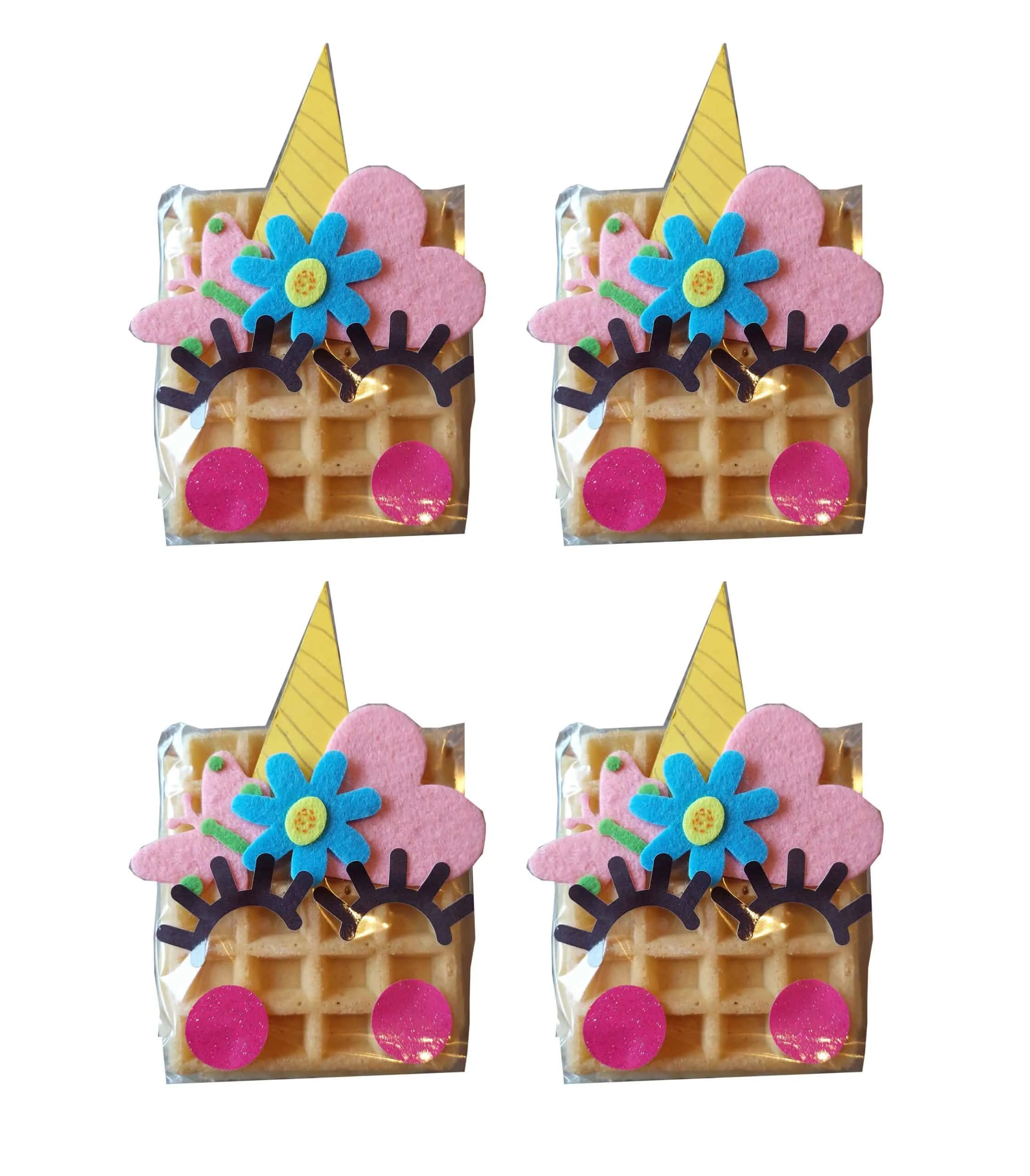 Eenhoorn traktaties uitdelen op school