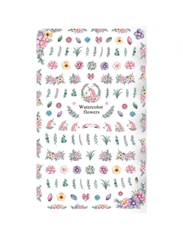 Eenhoorn nagelstickers flowers