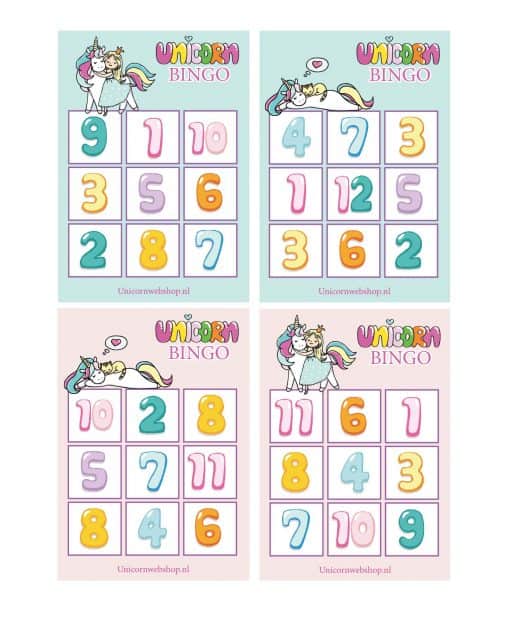 Eenhoorn educatief spel bingo