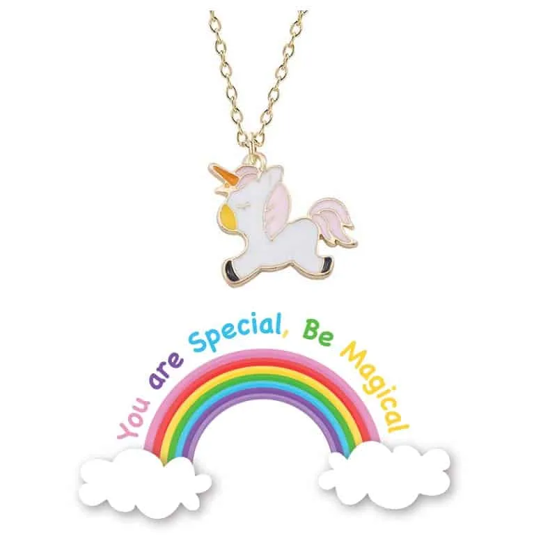 Eenhoorn ketting wit met roze voor kind