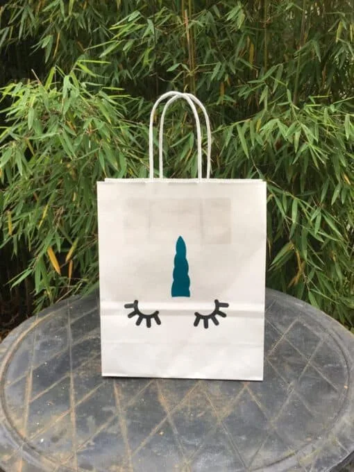 Eenhoorn cadeautasje wit met glitter turquoise