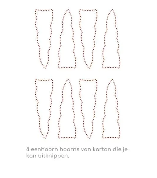 Eenhoorn hoorn om uit te knippen van karton