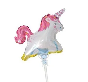 Eenhoorn mini folie ballon op stokje